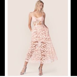 Allen Schwartz apricot lace eden bustier dress